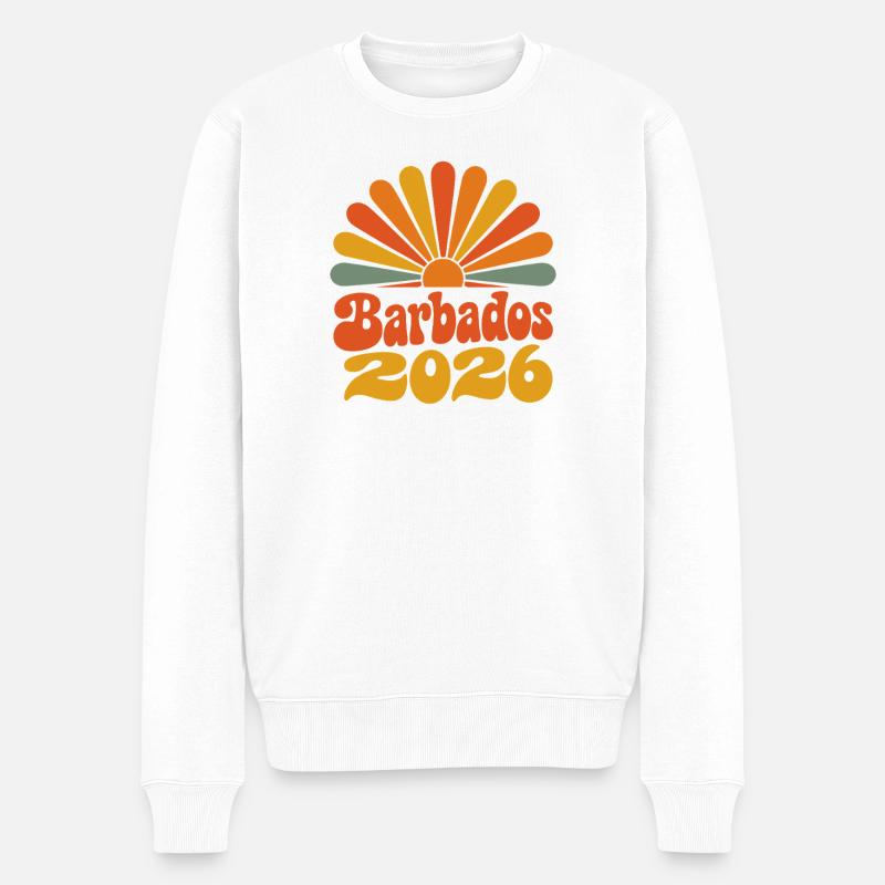 Barbados 2026 Sonnenburst - Männer Premium Bio Pullover - Weiß