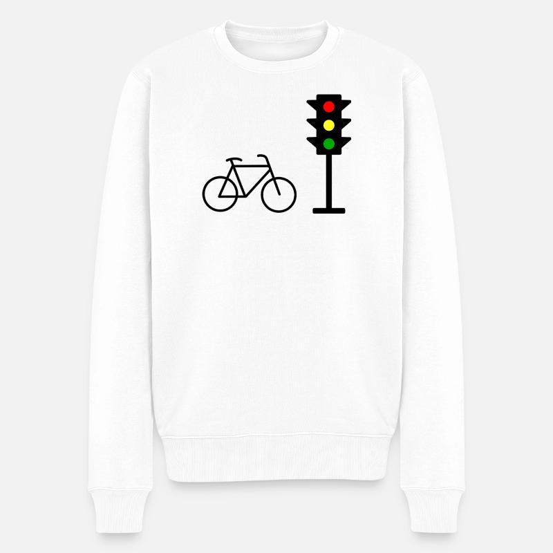 Empreinte de feu de circulation avec vélo - Pull Premium bio Homme - blanc