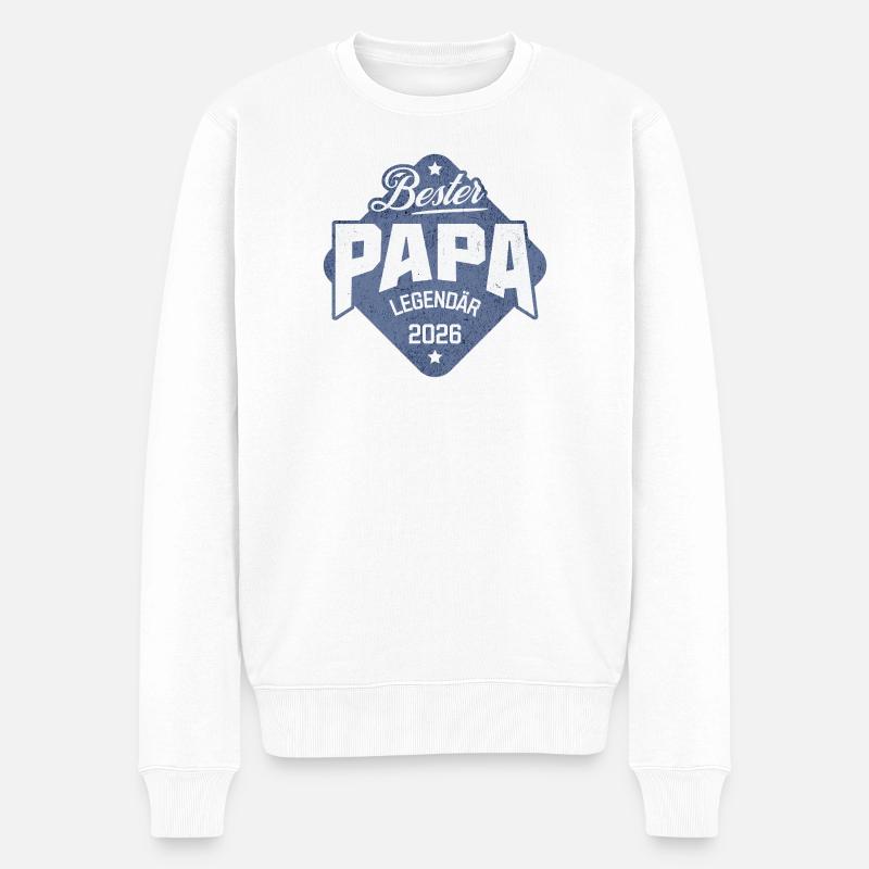 Bester Papa 2026 - Männer Premium Bio Pullover - Weiß