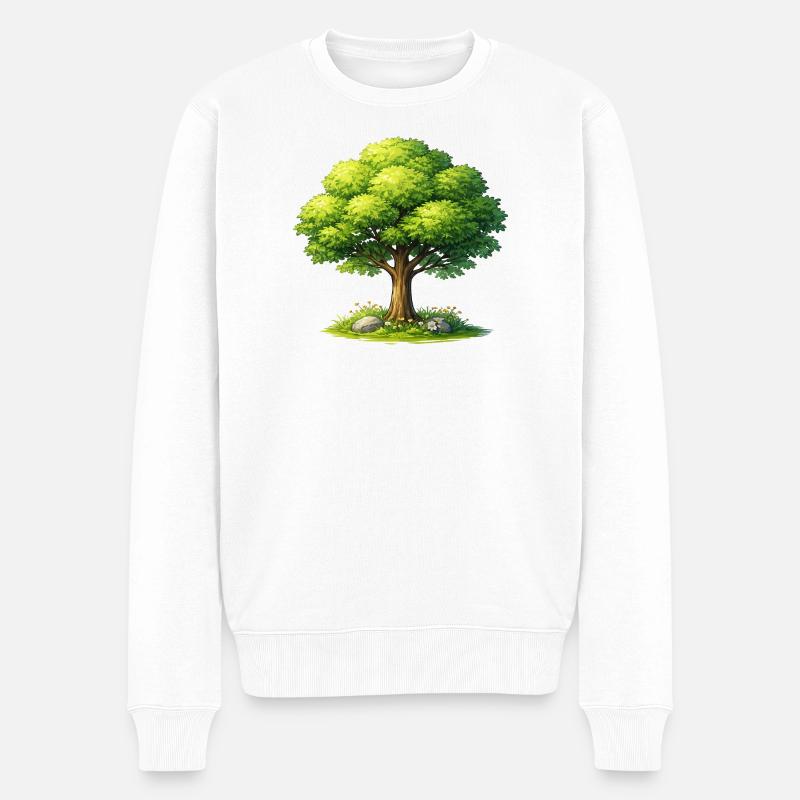Baum im Sonnenlicht  - Männer Premium Bio Pullover - Weiß