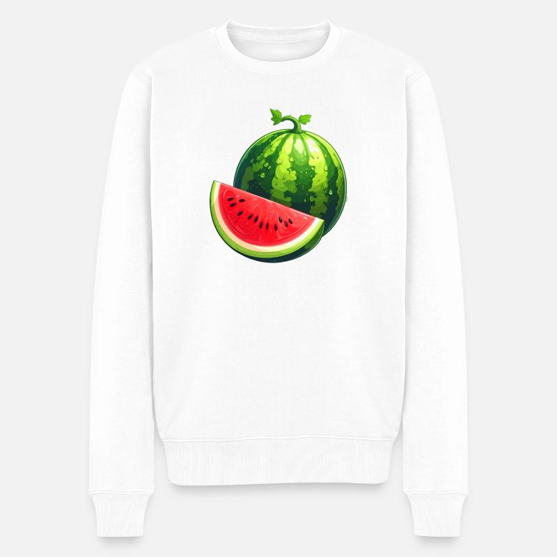 Wassermelone - Männer Premium Bio Pullover - Weiß