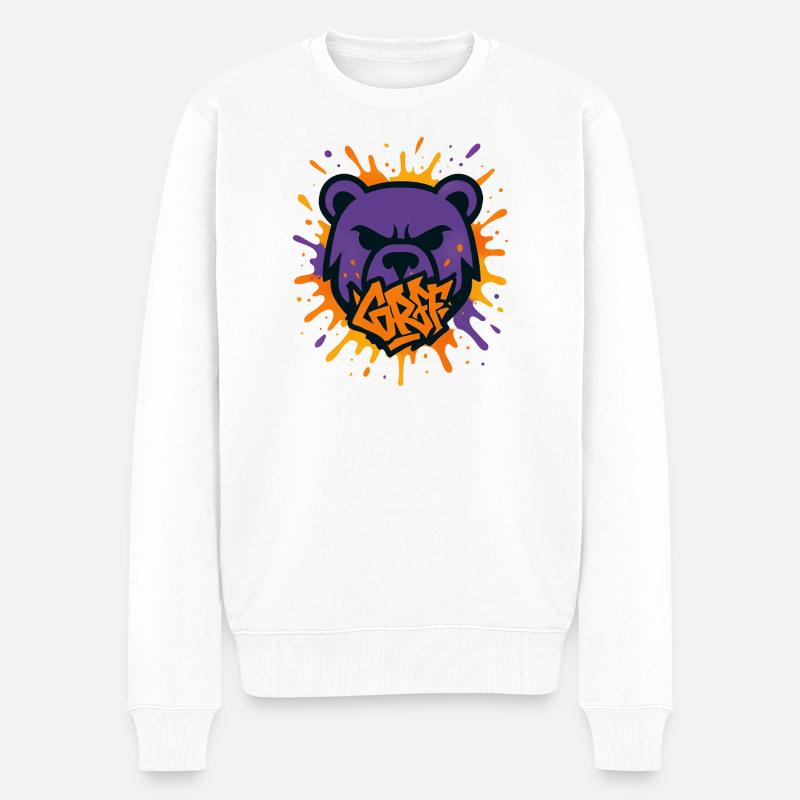 Bär schlecht geleckte Pop-Art - Männer Premium Bio Pullover - Weiß