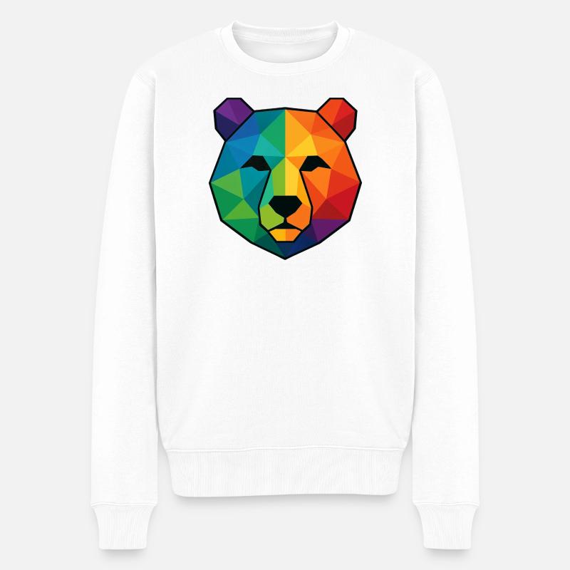 Bunte Pop-Art-Low-Poly-Bär - Männer Premium Bio Pullover - Weiß