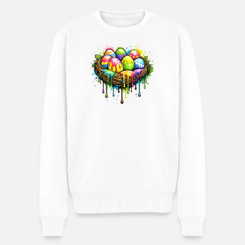 Buntes Osternest im Graffiti Stil  - Männer Premium Bio Pullover - Weiß