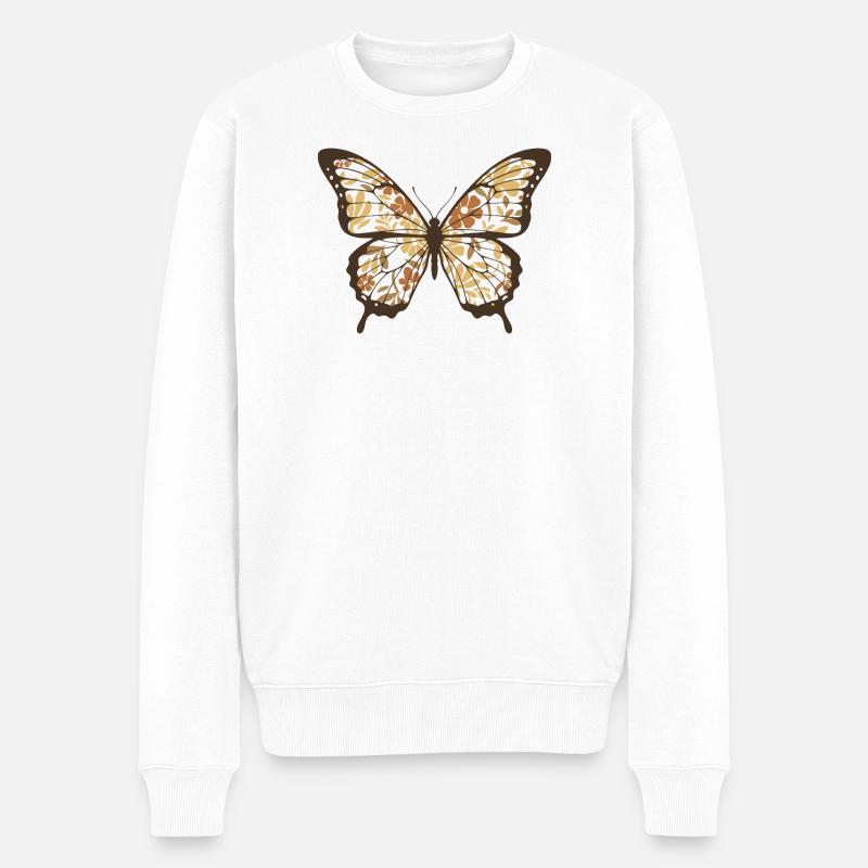 Papillon aux ailes de fleurs - Pull Premium bio Homme - blanc