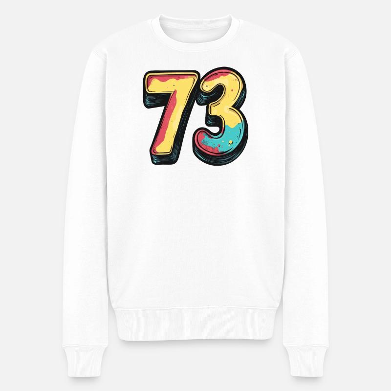 73 Zahl Bunt - Männer Premium Bio Pullover - Weiß