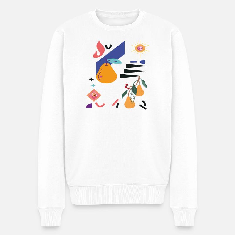 Obst Birne Fantasie - Männer Premium Bio Pullover - Weiß