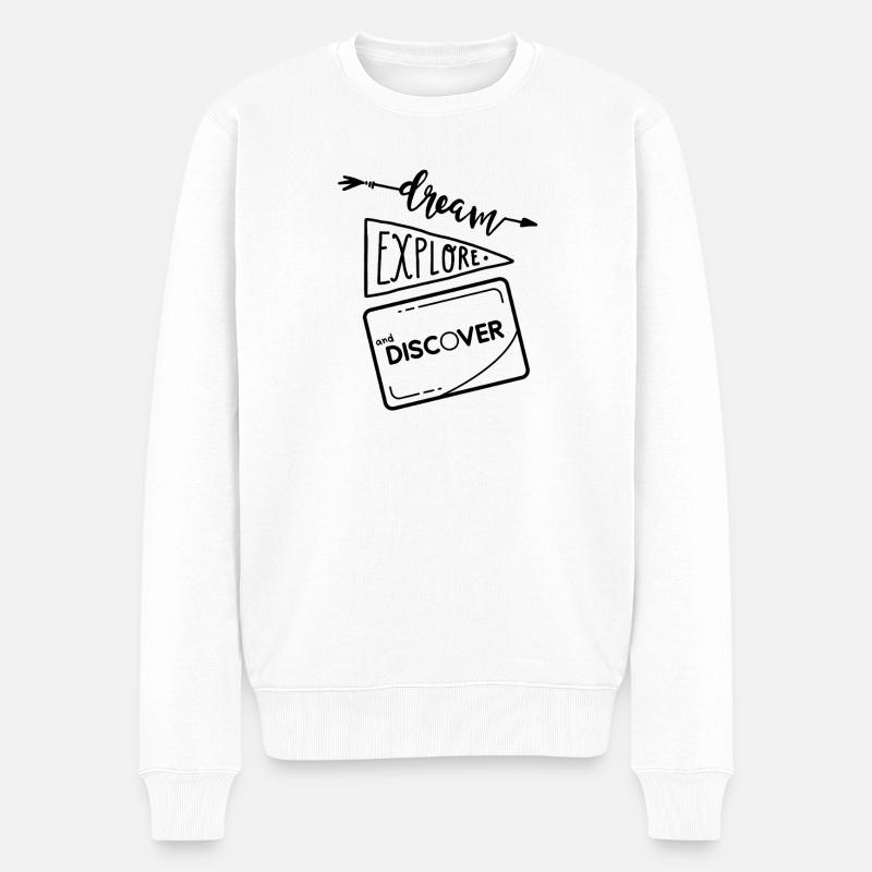 Träumen, entdecken und entdecken 2 - Männer Premium Bio Pullover - Weiß