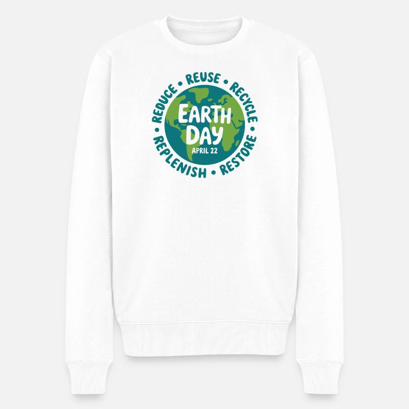 Earth Day Emblem: Reduzieren Sie Wiederverwendung und Recycling - Männer Premium Bio Pullover - Weiß