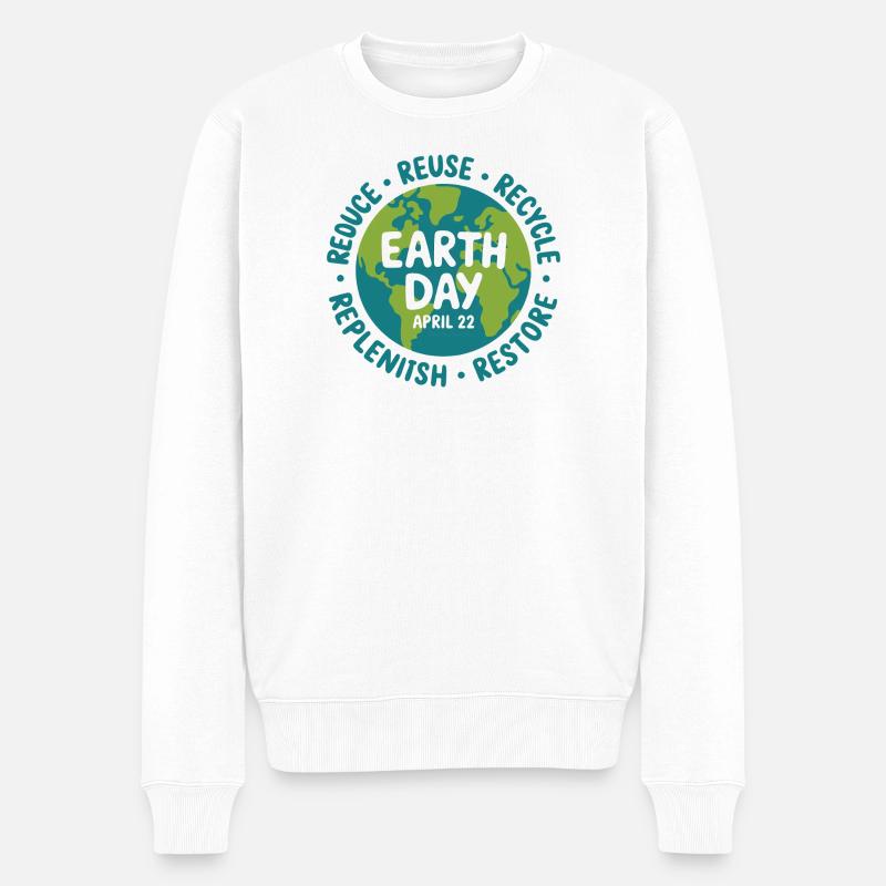 Earth Day Circle: Reduzieren Sie Wiederverwendung und Recycling - Männer Premium Bio Pullover - Weiß