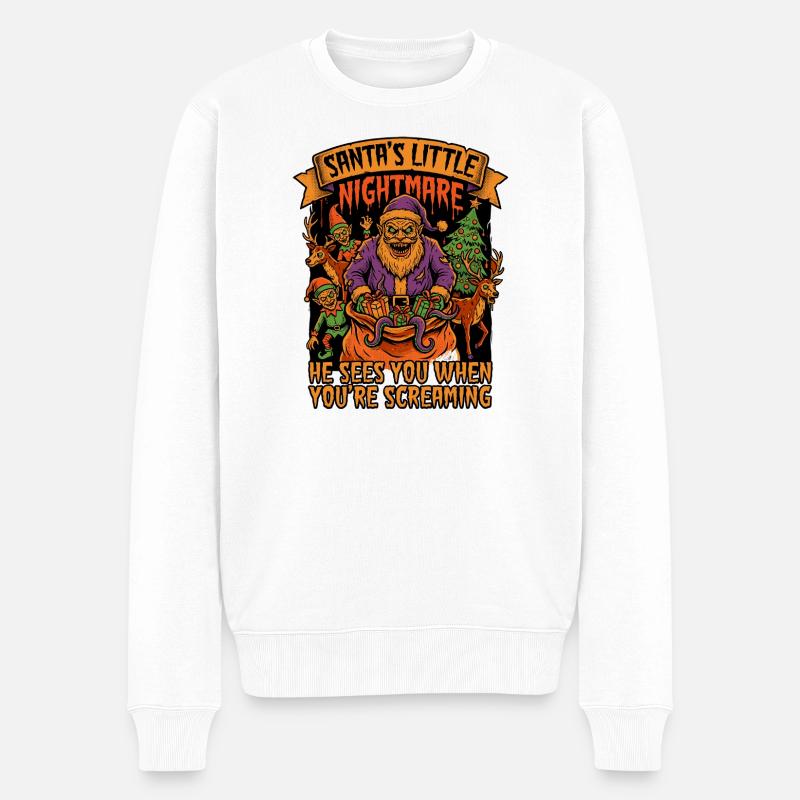 Santa’s Little Nightmare Horror - Männer Premium Bio Pullover - Weiß