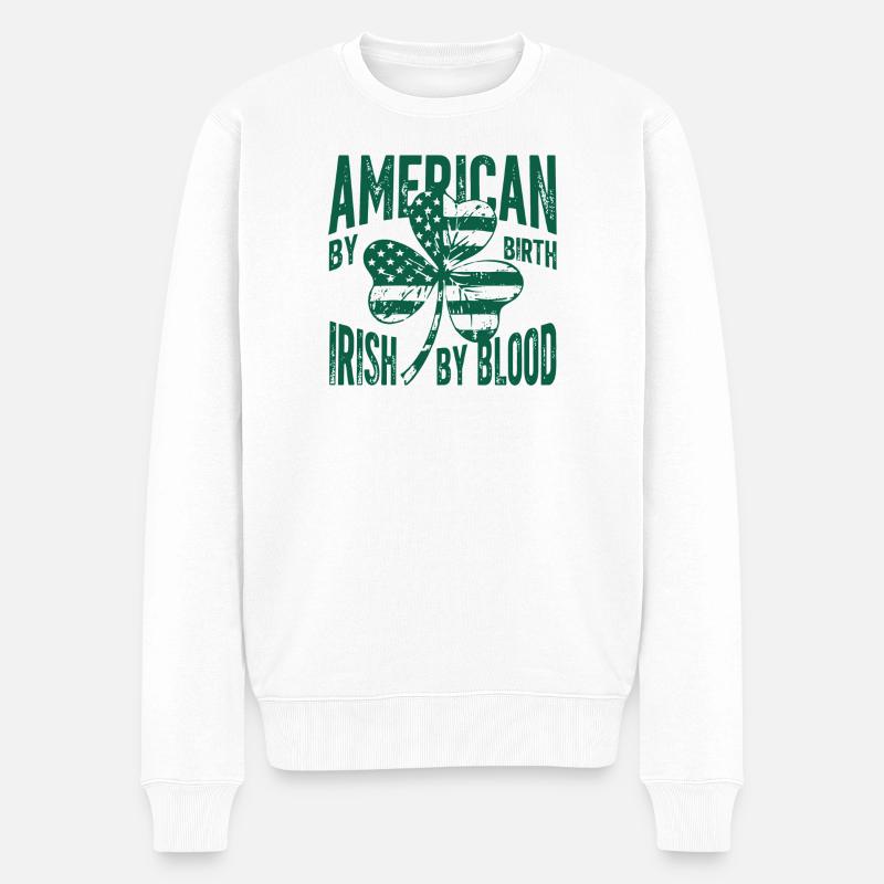 Irisch-Amerikanischer Wurzeltee - Männer Premium Bio Pullover - Weiß