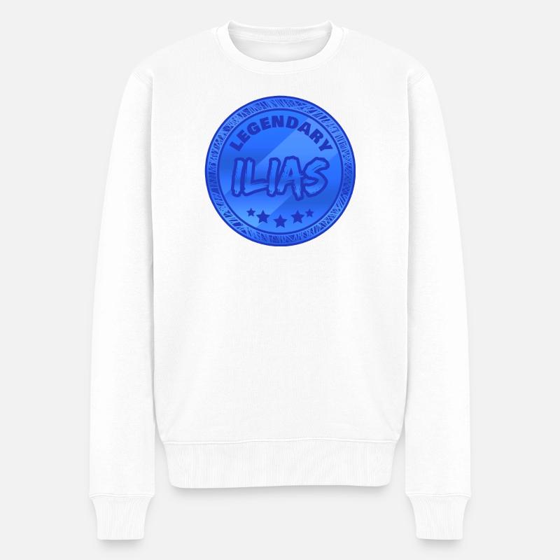 Geschenk für Ilias - Männer Premium Bio Pullover - Weiß