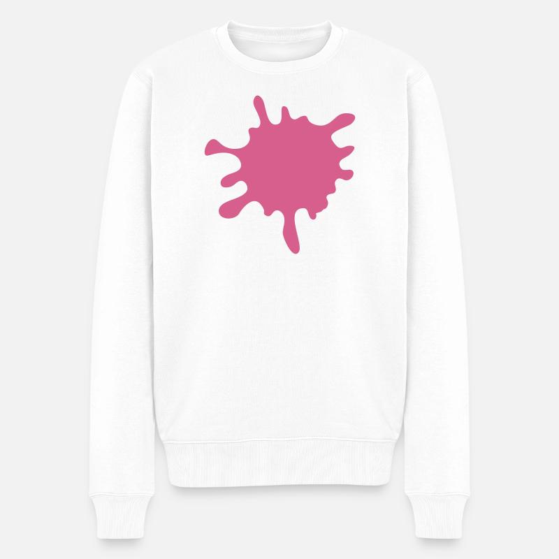 Pink Paint Splash - Männer Premium Bio Pullover - Weiß