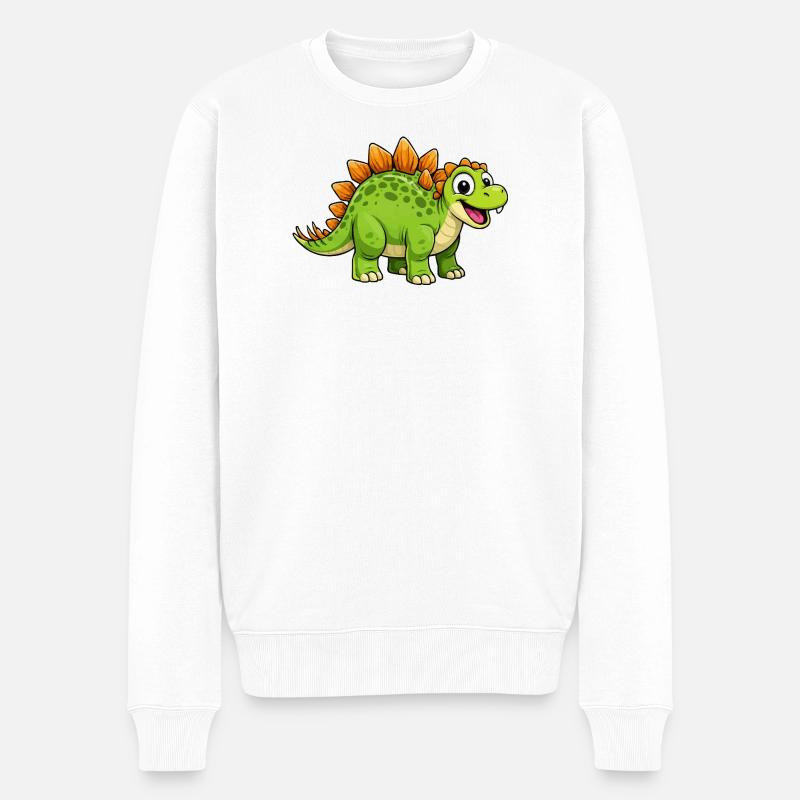 Fröhlicher Dino Stegosaurus - Männer Premium Bio Pullover - Weiß