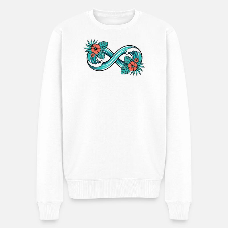 Unendliche Tropenwelle - Männer Premium Bio Pullover - Weiß