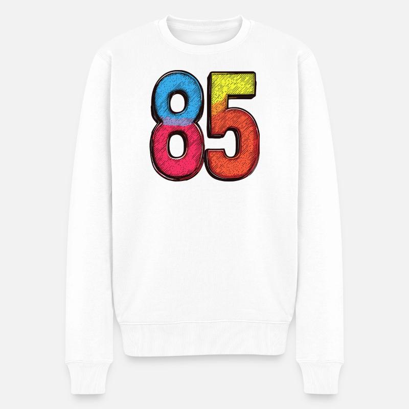 85 Zahl Bunt - Männer Premium Bio Pullover - Weiß
