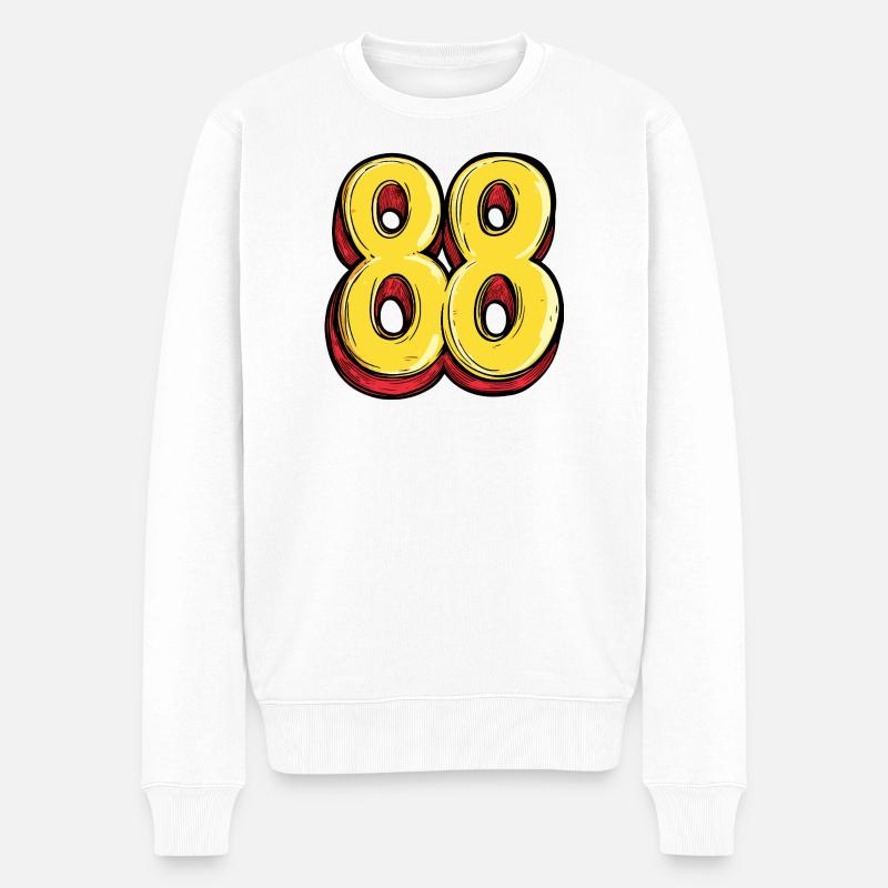 88 Zahl Bunt - Männer Premium Bio Pullover - Weiß