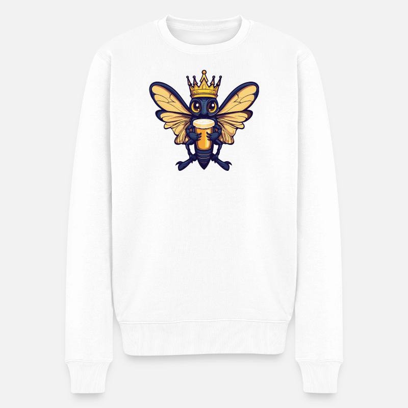 Libelle Bier König - Männer Premium Bio Pullover - Weiß