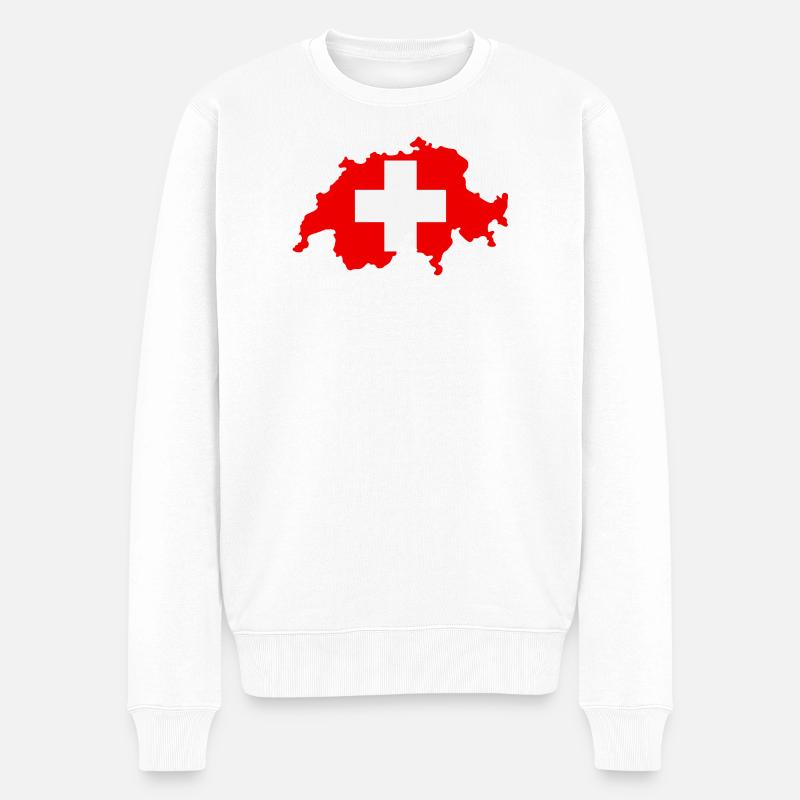 Schweizer Karte mit Flagge - Männer Premium Bio Pullover - Weiß