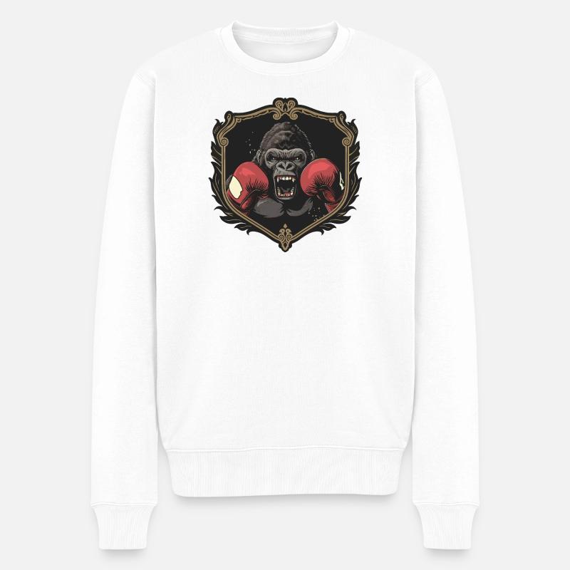 Gorilla Boxer MMA - Männer Premium Bio Pullover - Weiß