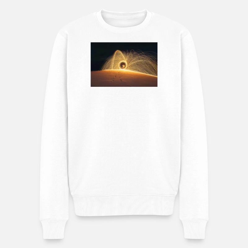 Brennende Stahlwolle - Männer Premium Bio Pullover - Weiß
