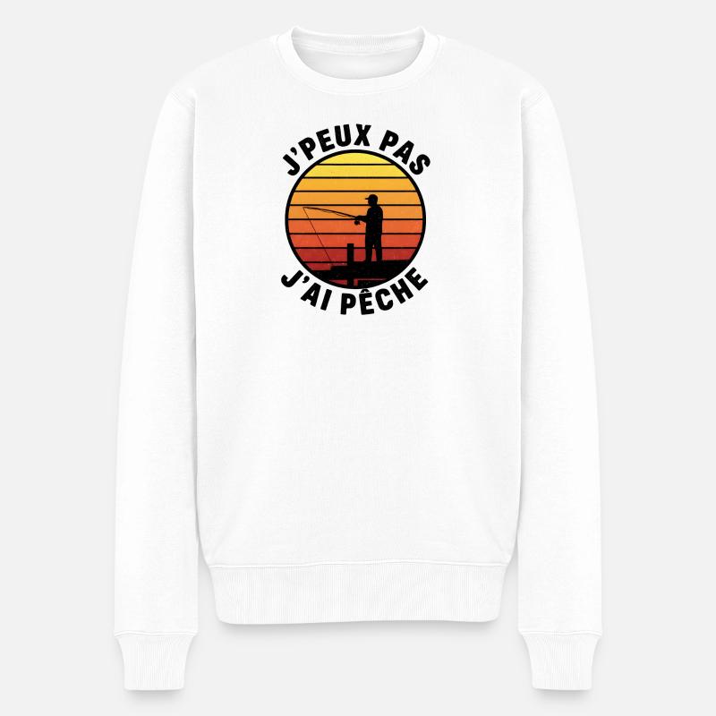 J'peux pas jai pêche – coucher soleil - Pull Premium bio Homme - blanc