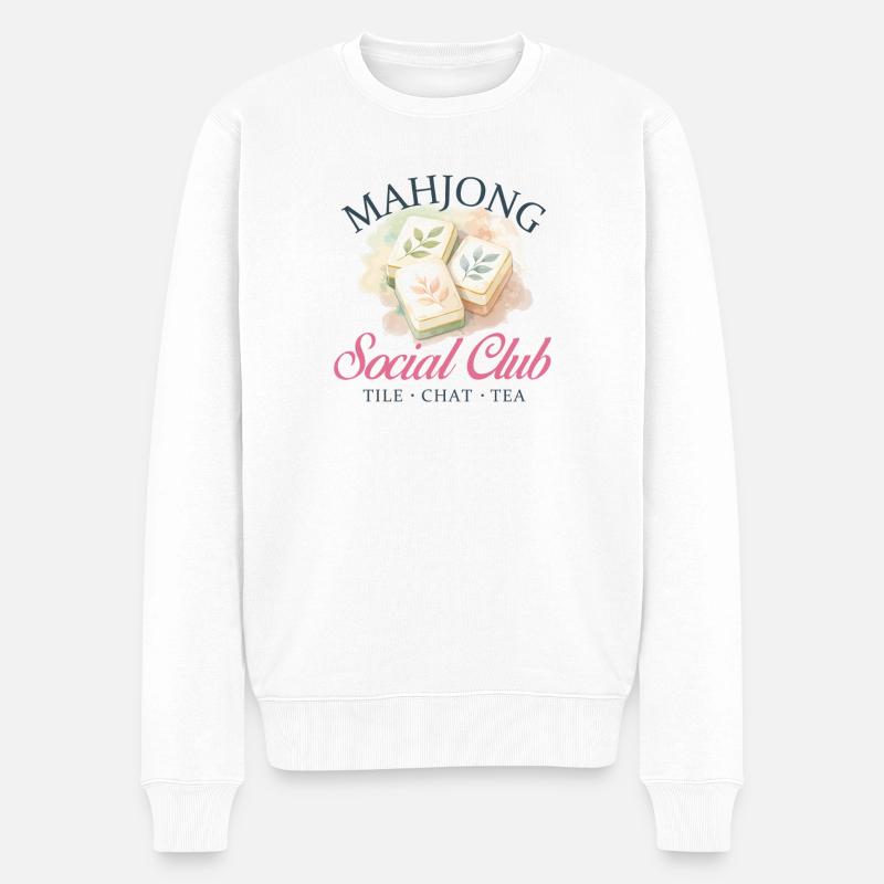 Mahjong Social Club Tile Chat Tea - Pull Premium bio Homme - blanc