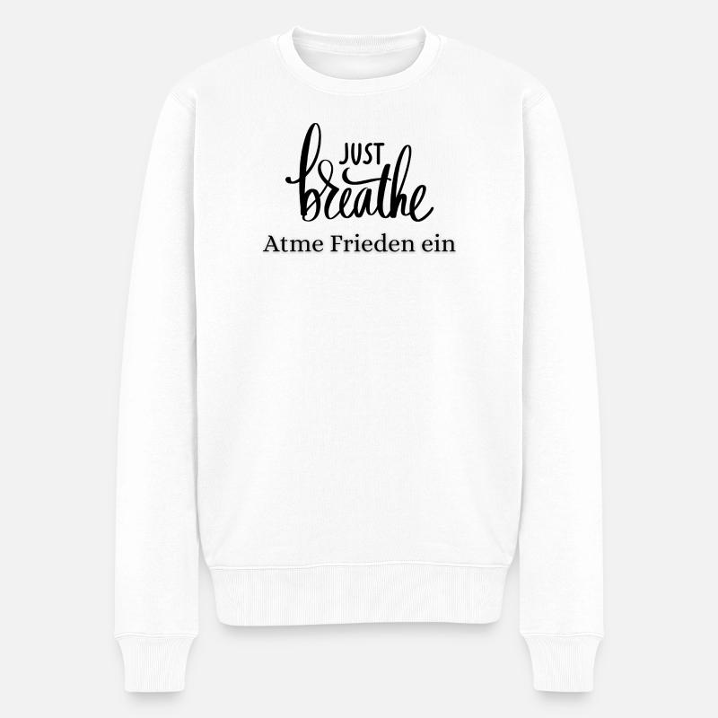 Atem Frieden ein - Männer Premium Bio Pullover - Weiß