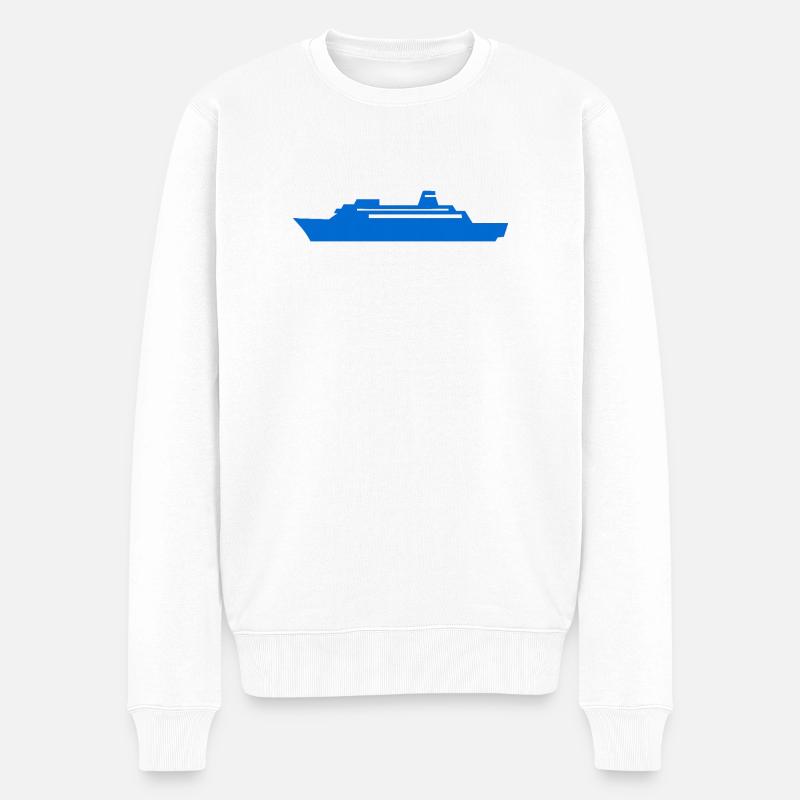 Silhouette de navire bleu Look côtier - Pull Premium bio Homme - blanc