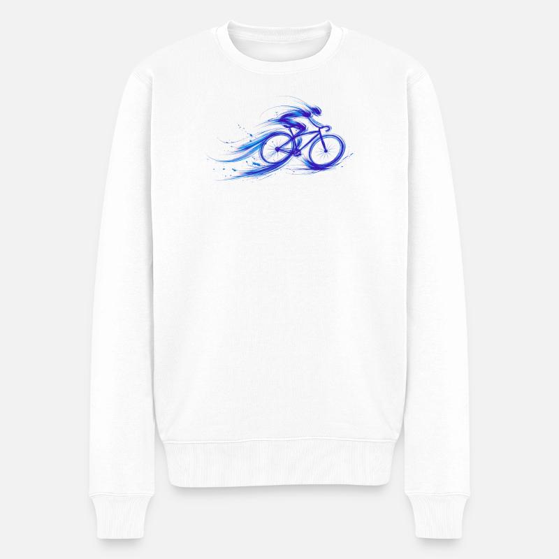 cyclist fast blue  Fahrrad - Männer Premium Bio Pullover - Weiß