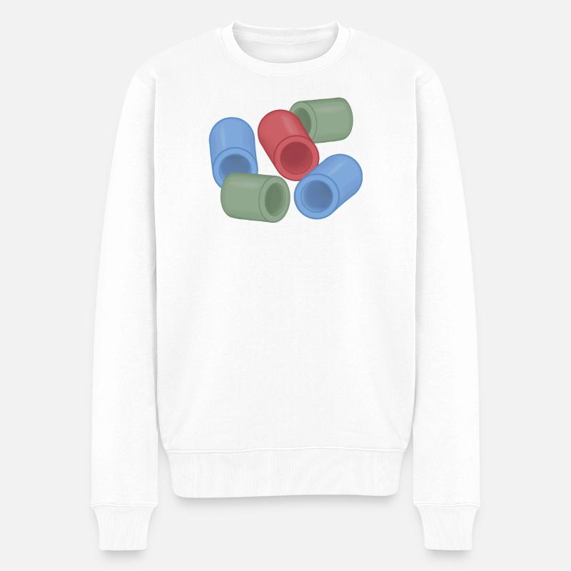 Abstrakte FarbKapseln Bügelperlen - Männer Premium Bio Pullover - Weiß