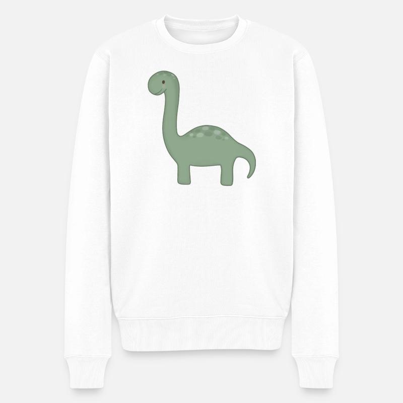 Dessin animé du Dino Vert - Pull Premium bio Homme - blanc