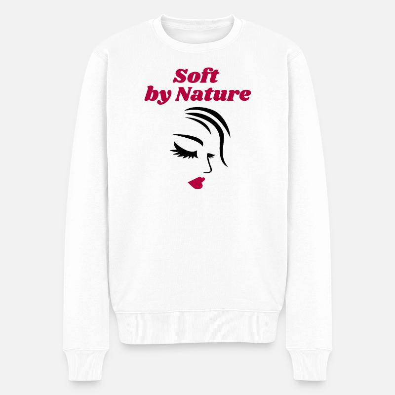 Soft by Nature – Feminines Frauenporträt Statement - Männer Premium Bio Pullover - Weiß