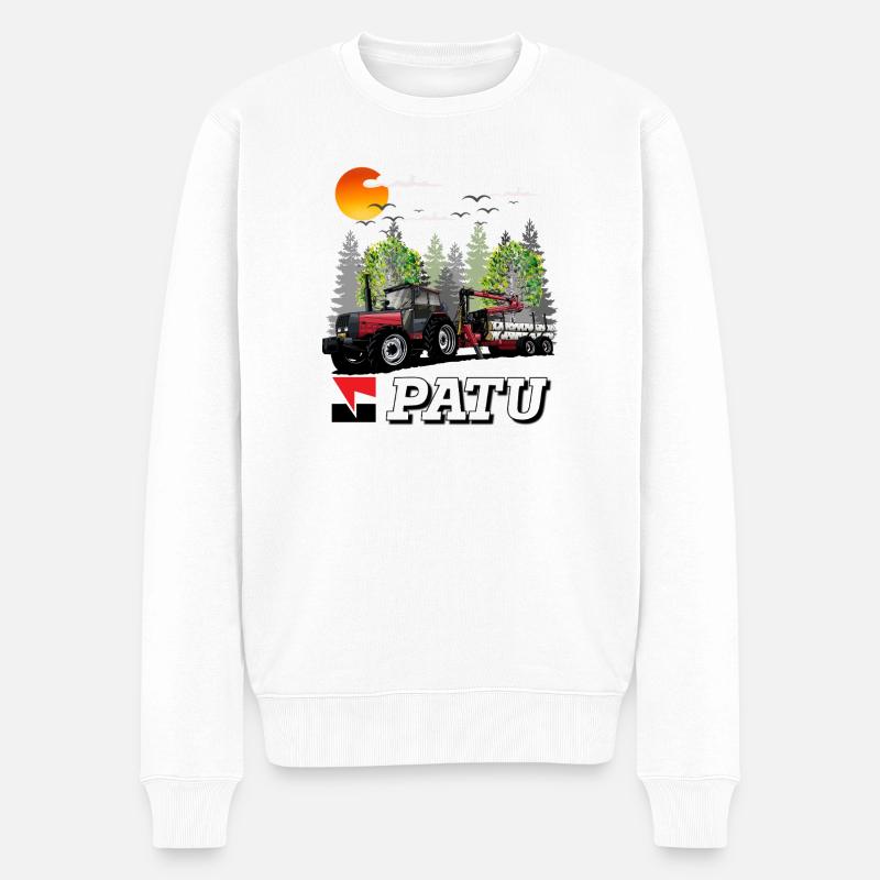Patu Waldmaschinentraktor - Männer Premium Bio Pullover - Weiß