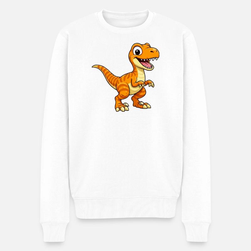Dino Velociraptor Dinosaurier - Männer Premium Bio Pullover - Weiß