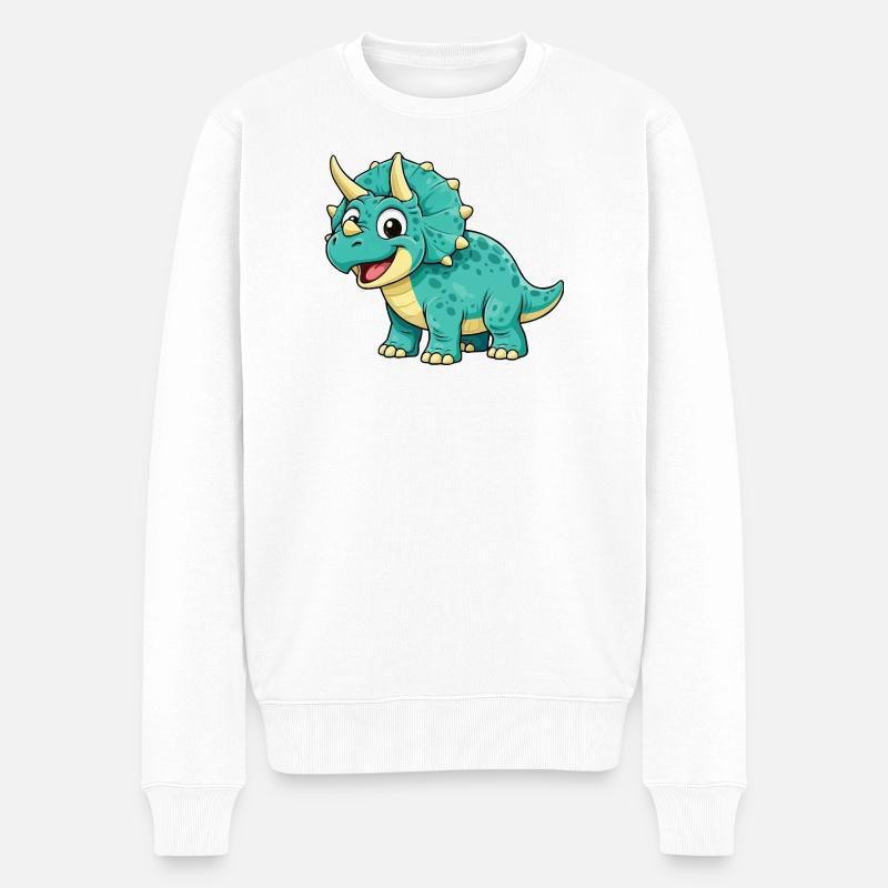 Triceratops Dino Comic - Männer Premium Bio Pullover - Weiß