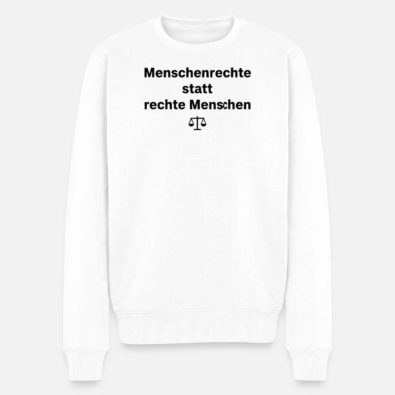 Menschenrechte Spruch Waage - Männer Premium Bio Pullover - Weiß