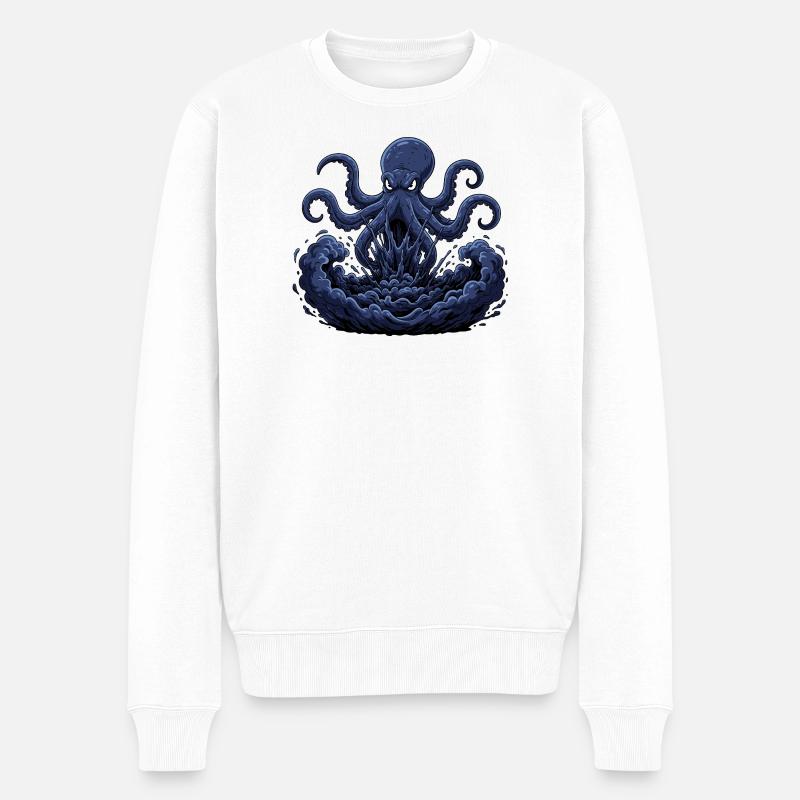 Tempête de pieuvres venue des profondeurs - Pull Premium bio Homme - blanc
