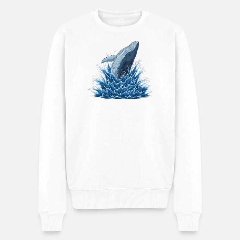 Waleschwung im Wasserwirbel - Männer Premium Bio Pullover - Weiß