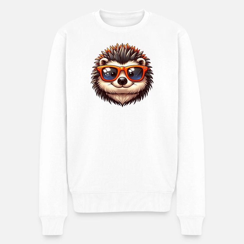 Igel Mit Sonnenbrille Igel Sarkasmus Tierliebhaber - Männer Premium Bio Pullover - Weiß