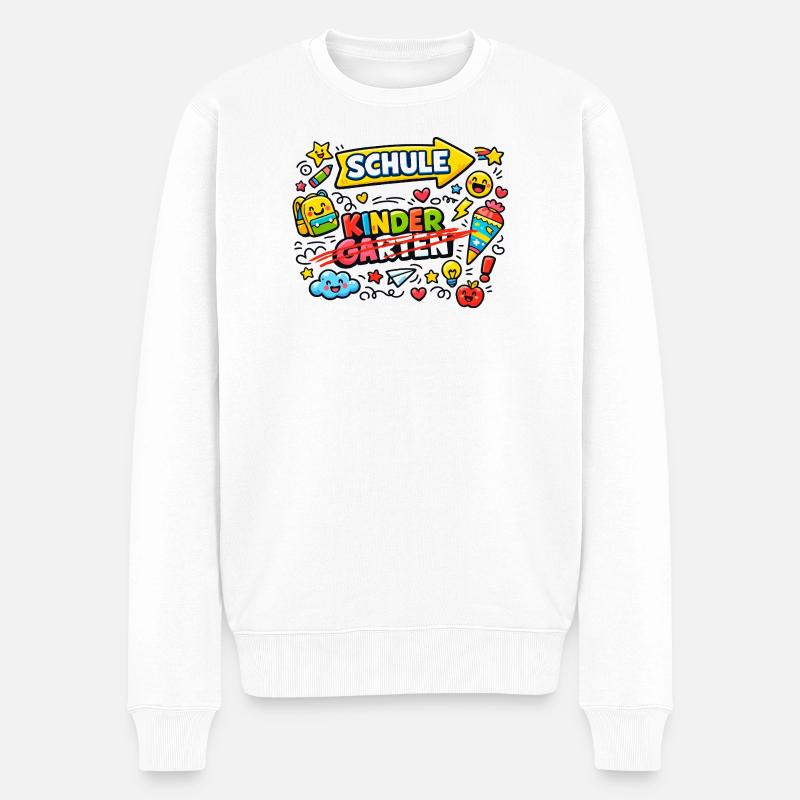 Schulkind Graffiti Stil - Männer Premium Bio Pullover - Weiß