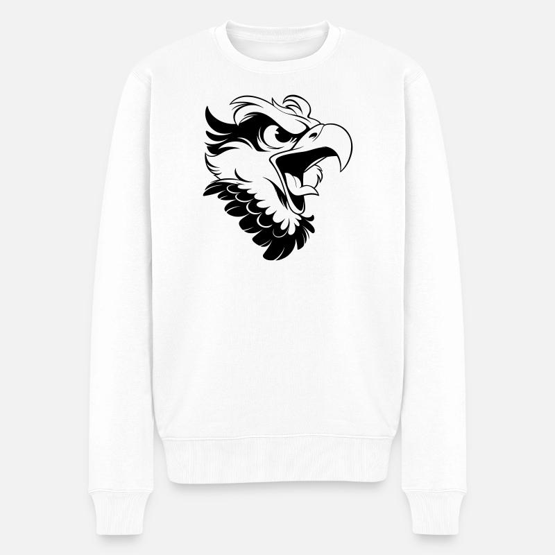 Wütender Adlerkopf – Tattoo Look - Männer Premium Bio Pullover - Weiß
