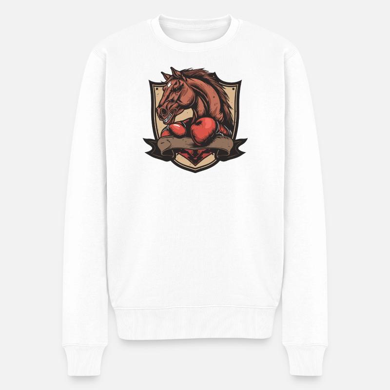 Pferd Boxer MMA - Männer Premium Bio Pullover - Weiß