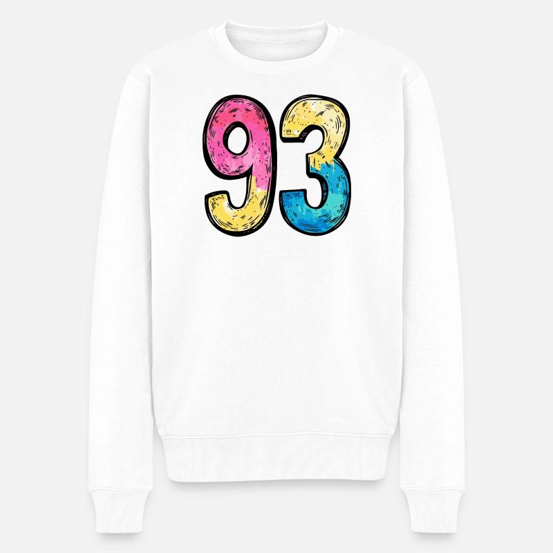 93 Zahl Bunt - Männer Premium Bio Pullover - Weiß