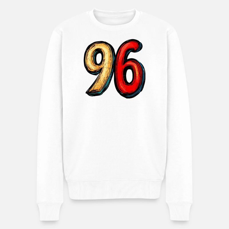96 Zahl Bunt - Männer Premium Bio Pullover - Weiß