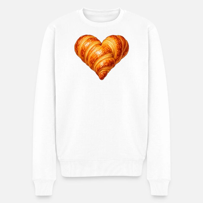 Herzförmiges Croissant Illustration  - Männer Premium Bio Pullover - Weiß