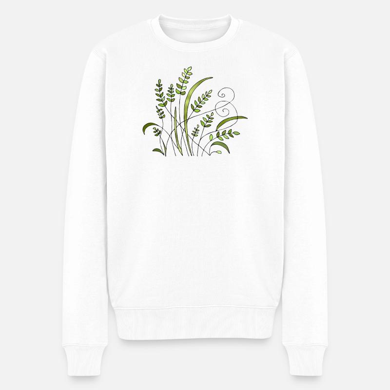 Blumen - Männer Premium Bio Pullover - Weiß