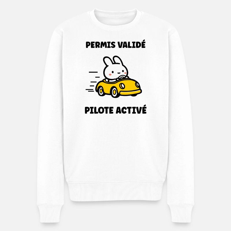Humour j'ai mon permis de conduire - Pull Premium bio Homme - blanc