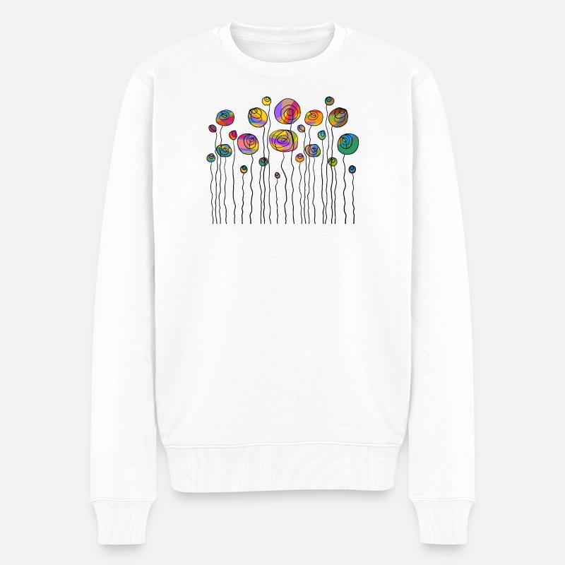 Blumen - Männer Premium Bio Pullover - Weiß